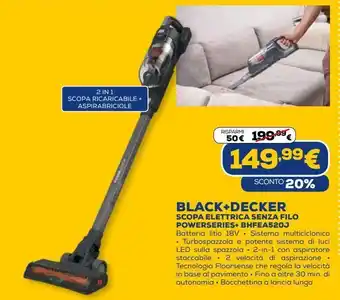 Euronics Scopa elettrica seza filo black & decker offerta