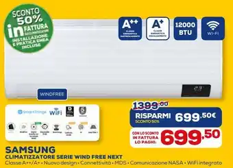 Euronics Climatizzatore serie wind free next samsung offerta