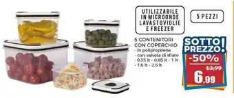 Happy Casa 5 Contenitori con Coperchio 1,6 Lt - 2,6 Lt. offerta