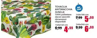 Happy Casa Tovaglia Antimacchia Jungle 100% poliestere 140x140cm offerta