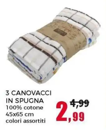 Happy Casa 3 Canovacci in Spugma 100% cotone 45x65cm offerta
