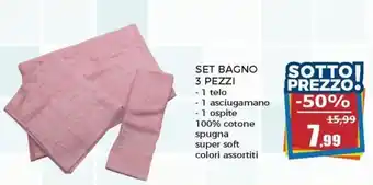 Happy Casa Set Bagno 3 pezzi 100% cotone spugna supersoft offerta
