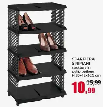 Happy Casa Scarpiera 5 Ripiani H 86x48x30,5 cm offerta