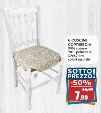 Happy Casa 6 Cuscini Coprisedia 30% cotone 70% poliestere 37x37 cm offerta
