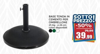 Base Tonda in Cemento per Ombrellone 25 kg - ø 28 cm
