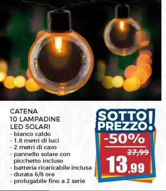 Happy Casa Catena 10 Lampadine Led Solari 1,8 metri di luci offerta