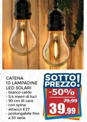 Happy Casa Catena 10 Lampadine Led Solari 5,4 metri di luci offerta