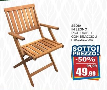 Happy Casa Sedia in Legno Richiudibile con Braccioli H 85x46x37 cm offerta