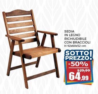 Happy Casa Sedia in Legno Richiudibile con Braccioli H 92x60x52 cm offerta