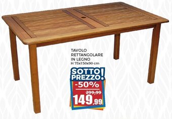 Happy Casa Tavolo Rettangolare in Legno H 73x150x90 cm offerta