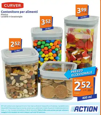 Action Curver Contenitore per alimenti Plastica Lavabile in Lavastoviglie 1,3 litri offerta