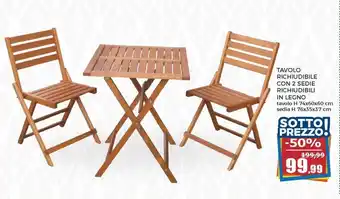 Happy Casa Tavolo Richiudibile con 2 sedie Richiudibili in Legno tavolo H 74x60x60 cm offerta
