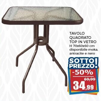 Happy Casa Tavolo Quadrato Top in Vetro H 70x60x60 cm offerta