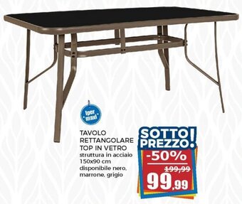 Happy Casa Tavolo Rettangolare Top In Vetro 150x90 cm offerta