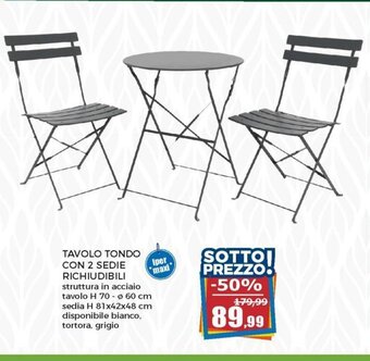 Happy Casa Tavolo Tondo Con 2 Sedie Richiudibili offerta