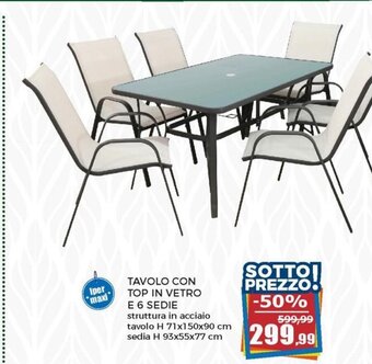 Happy Casa Tavolo Con Top In Vetro E 6 Sedie offerta