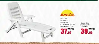 areta Lettino Fiorello Blanco Con Braccioli H 95x190x72 cm