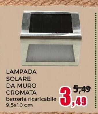 Happy Casa Lampada Solare Da Muro Cromata batteria ricaricabile 9,5x10 cm offerta