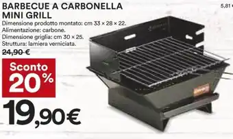 Coop Barbecue A Carbonella Mini Grill 33 x 28 x 22 cm offerta