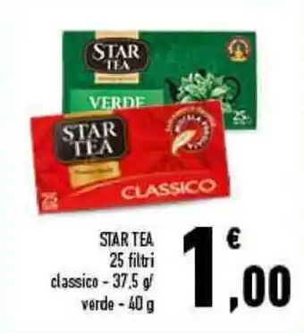 Conad Star Tea 25 filtri classico 37.5 g/verde 40 g offerta