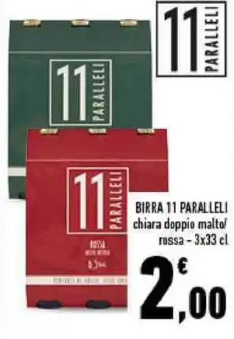 Conad Paralleli Birra 11 chiara doppio malto/rossa 3x33 cl offerta