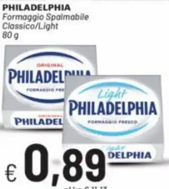 Sisa Philadelphia Formaggio Spalmabile Classico/Light 80 g offerta