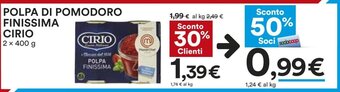 Coop Cirio Polpa Di Pomodoro Finissima 2 x 400 g offerta