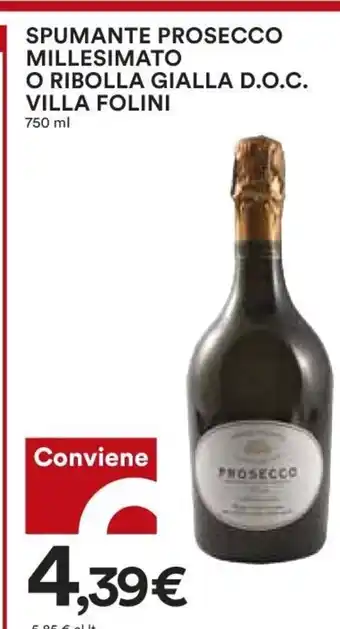 Coop Spumante Prosecco Millesimato O Ribolla Gialla D..O.C. Villa Folini offerta