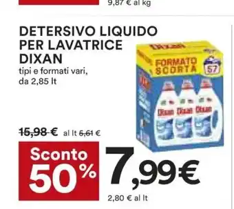 Coop Dixan Detersivo Liquido Per Lavatrice  2,85 lt offerta