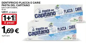 Ipercoop Dentifricio Placca E Carie Pasta Del Capitano tubo in pbl riciclabile 75 ml offerta