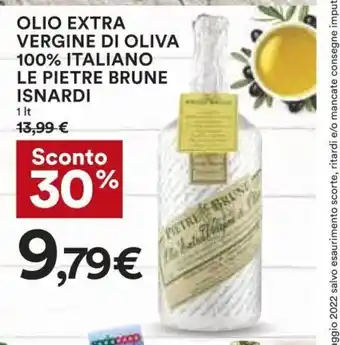 Coop Olio Extra Vergine Di Oliva 100% Italiano Le Pietre Brune Isnardi 1 lt offerta