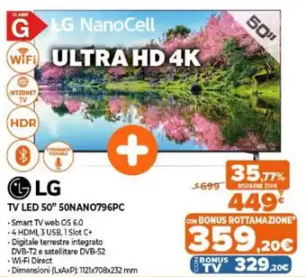 Expert LG TV Led 50" 50NANO796PC offerta