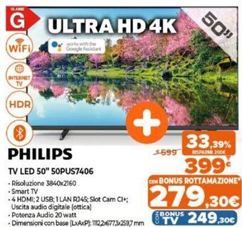Expert Philips TV Led 50" 50PUS7406 offerta