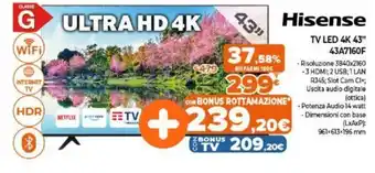 Expert Hisense TV Led 4k 43" 43A7160F offerta