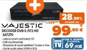 Expert Majestic Decoder DVB-S/ST2 HD SAT270 offerta