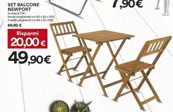 Set Balcone Newport 60 cm x 60 x h74
