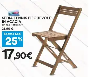 Coop Sedia Tennis Pieghevole In Acacia 48,5 cm x 41,8 x h77 offerta