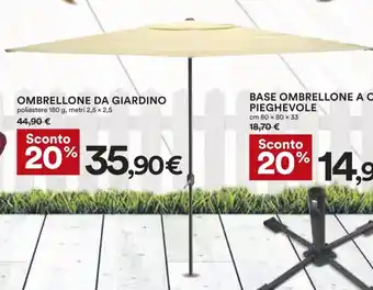 Coop Ombrellone Da Giardino poliestere 180g, metri 2,5 x 2,5 offerta