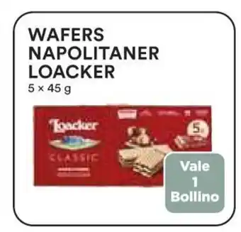 Coop Wafers Napolitaner Loacker 5 x 45 g offerta