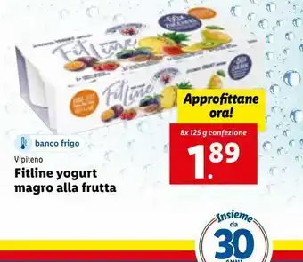 Lidl Fitline yogurt magro alla frutta vipiteno 8x125g offerta
