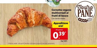 Lidl Cornetto vegano multicereali ai frutti di bosco offerta