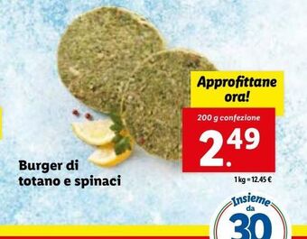 Lidl Burger di totano e spinaci offerta