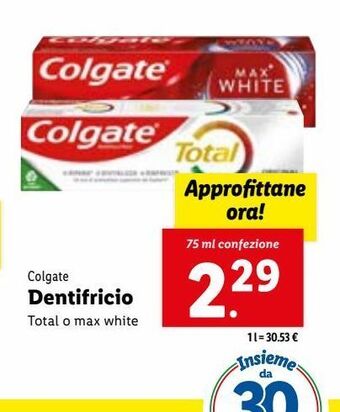 Lidl Dentifricio colgate 75ml offerta