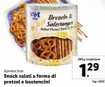 Lidl Snack salati a forma di pretzel e bastoncini 280g offerta