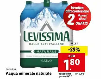 Lidl Acqua minerale naturale levissima 6x1,5l offerta