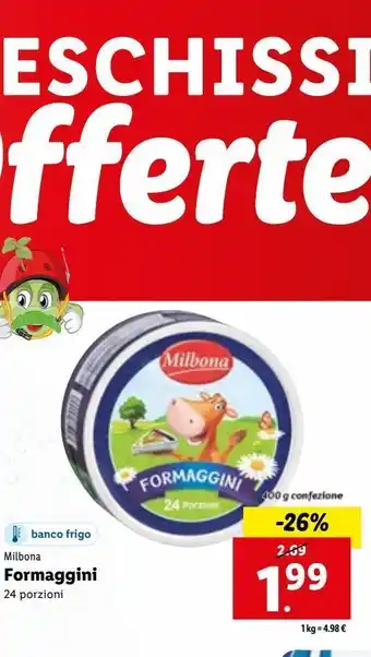 Lidl Formaggini milbona 24 porzioni offerta
