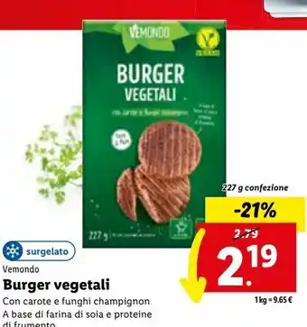 Lidl Burger vegetali 227g offerta