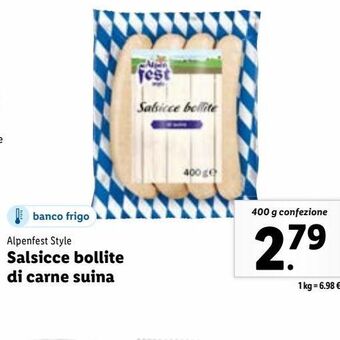 Lidl Salsicce bollite di carne suina 400g offerta