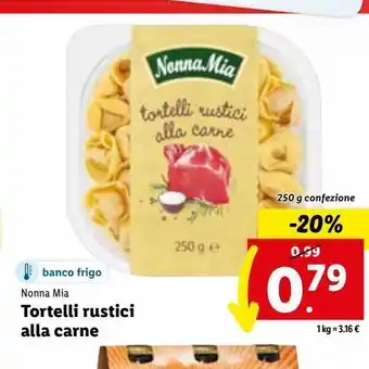 Lidl Tortelli rustici alla carne 250g offerta