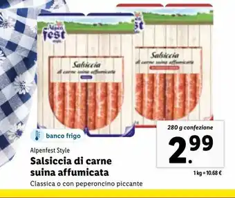 Lidl Salsiccia di carne suina affumicata 280g offerta